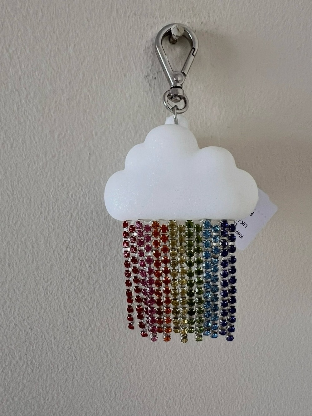 Bath Body Works Rainbow Glitter Cloud Keychain Rhinestone Holder New NWT